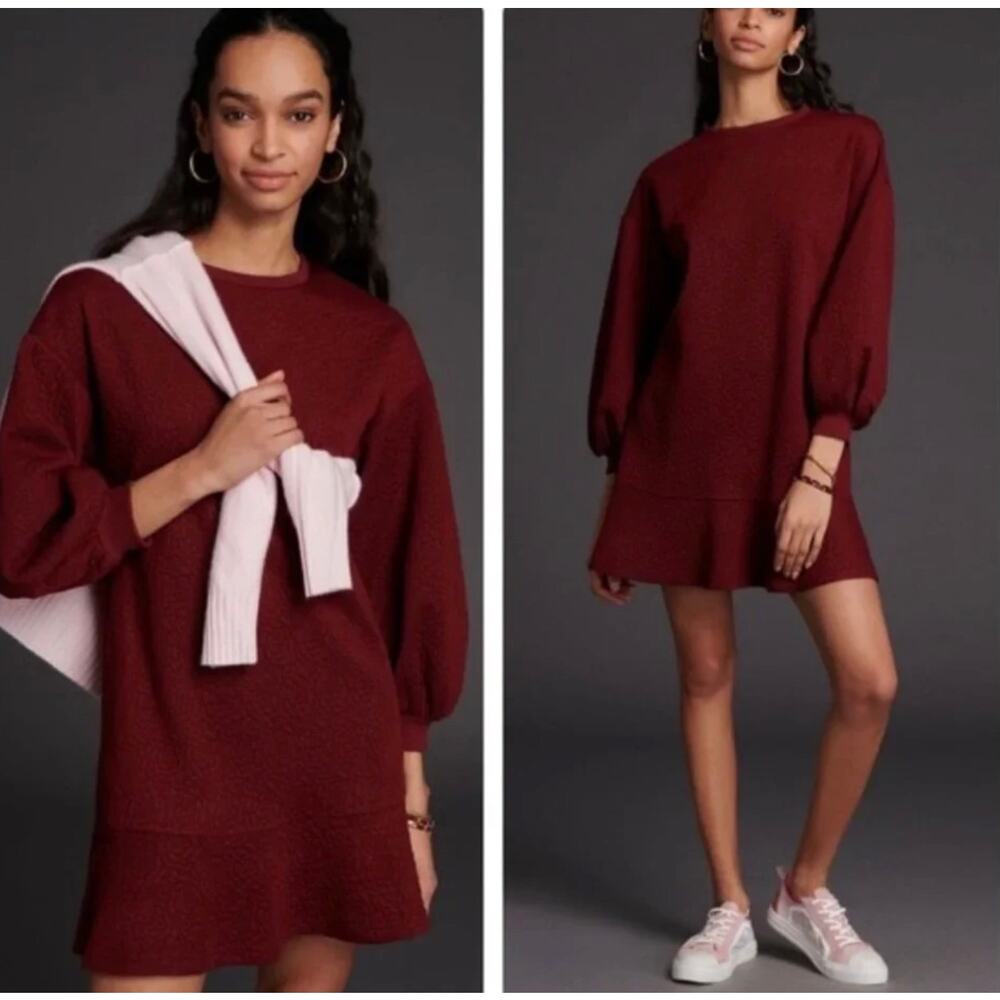 Anthropologie Mare Mare Maroon Odila Tunic Dress Size M